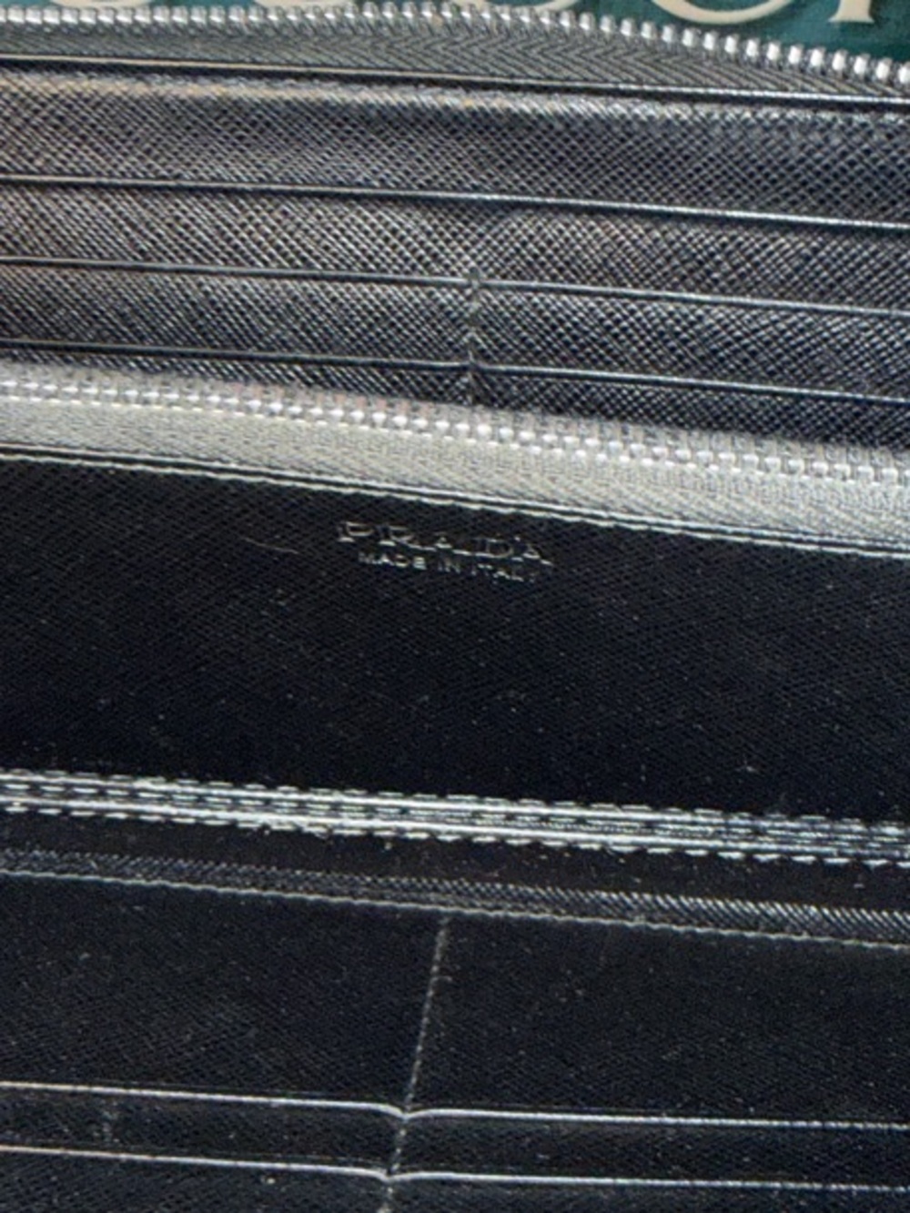 Prada Black Saffiano Leather Zip Wallet with Multicolor Letter Patches w/coa - Picture 9 of 12